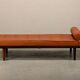 Hans J. Wegner GE19 Daybed in Teak and Camel Leather for Getama Denmark
