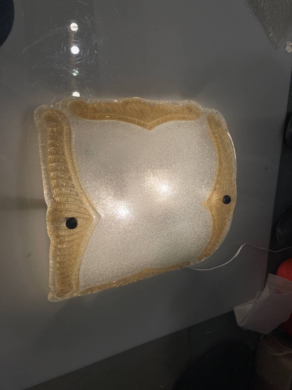 Large Murano Glass Sconces/ Flushmounts Set of 2