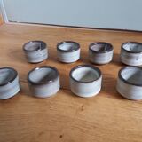 8 egg cups or snail cups in flamed stoneware