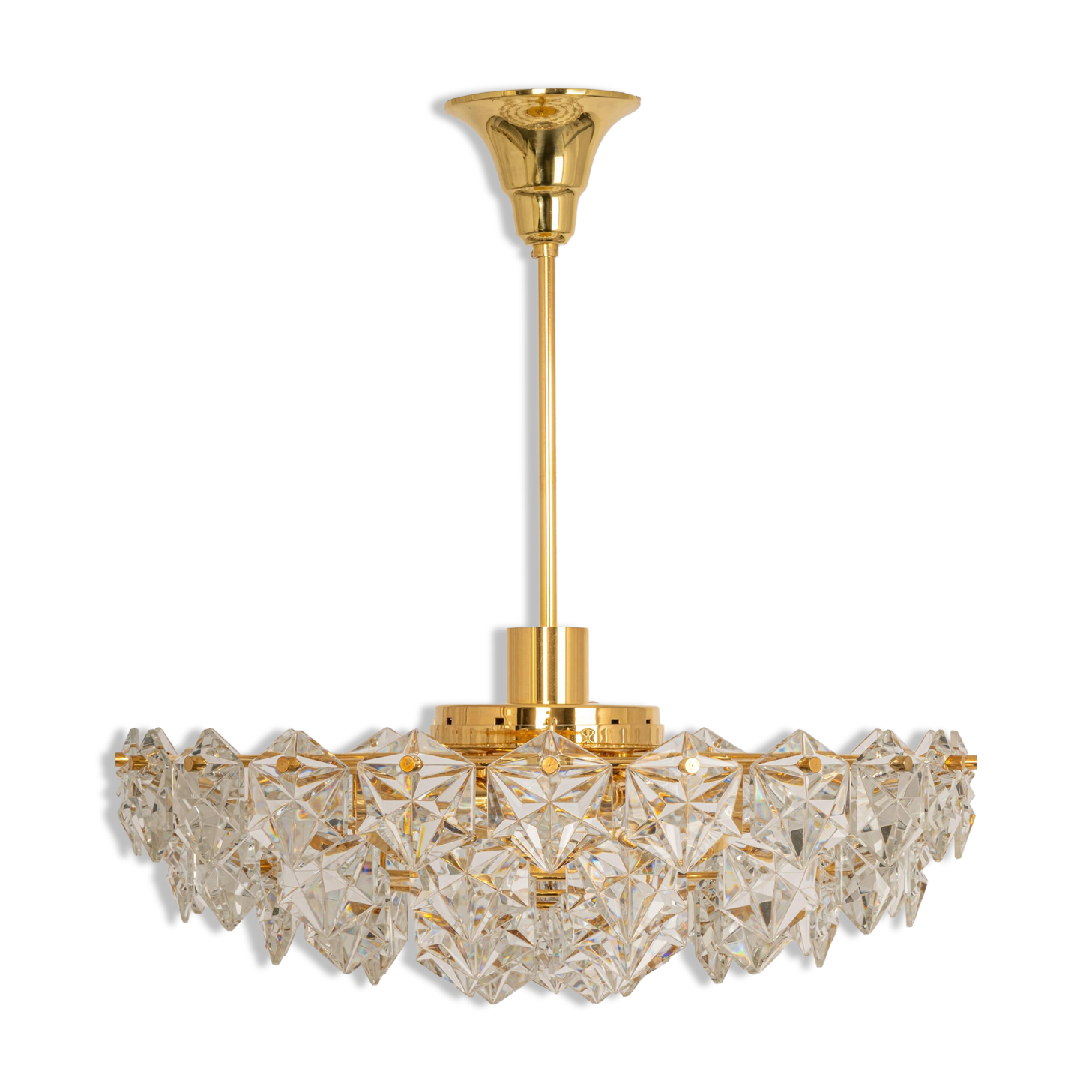 Lustre, laiton et verre de cristal par Kinkeldey, Allemagne, années 1970