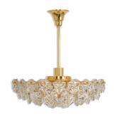 Chandelier, brass and crystal glass by Kinkeldey, Germany, 1970s.