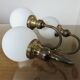 Triple "Hollywood Regency" wall light in brass and opaline, 1970