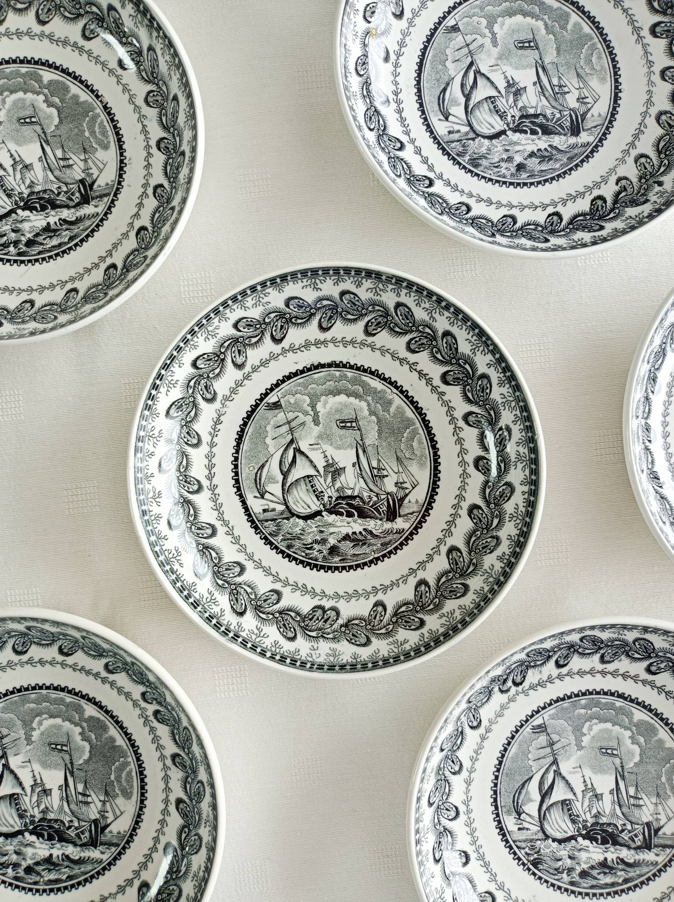 Set of 6 bowls and 2 cups Cappellemans, Jemmapes