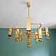 Large geometric brass chandelier, Gaetano Sciolari, Boulanger, 1970