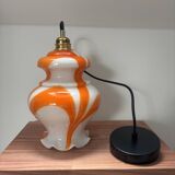 Seventies orange and white marbled pendant light