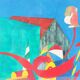 Surrealist painting, Bent Karl Jacobsen, Denmark 1970s