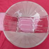 Compotier / fruit bowl in frosted molded pressed glass from the 1940s