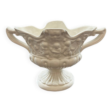 Vase baroque style Médicis en faïence blanche