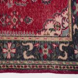 Red Geometric Oushak Handknotted Rug