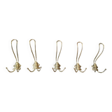set of 5 antique gold metal hooks