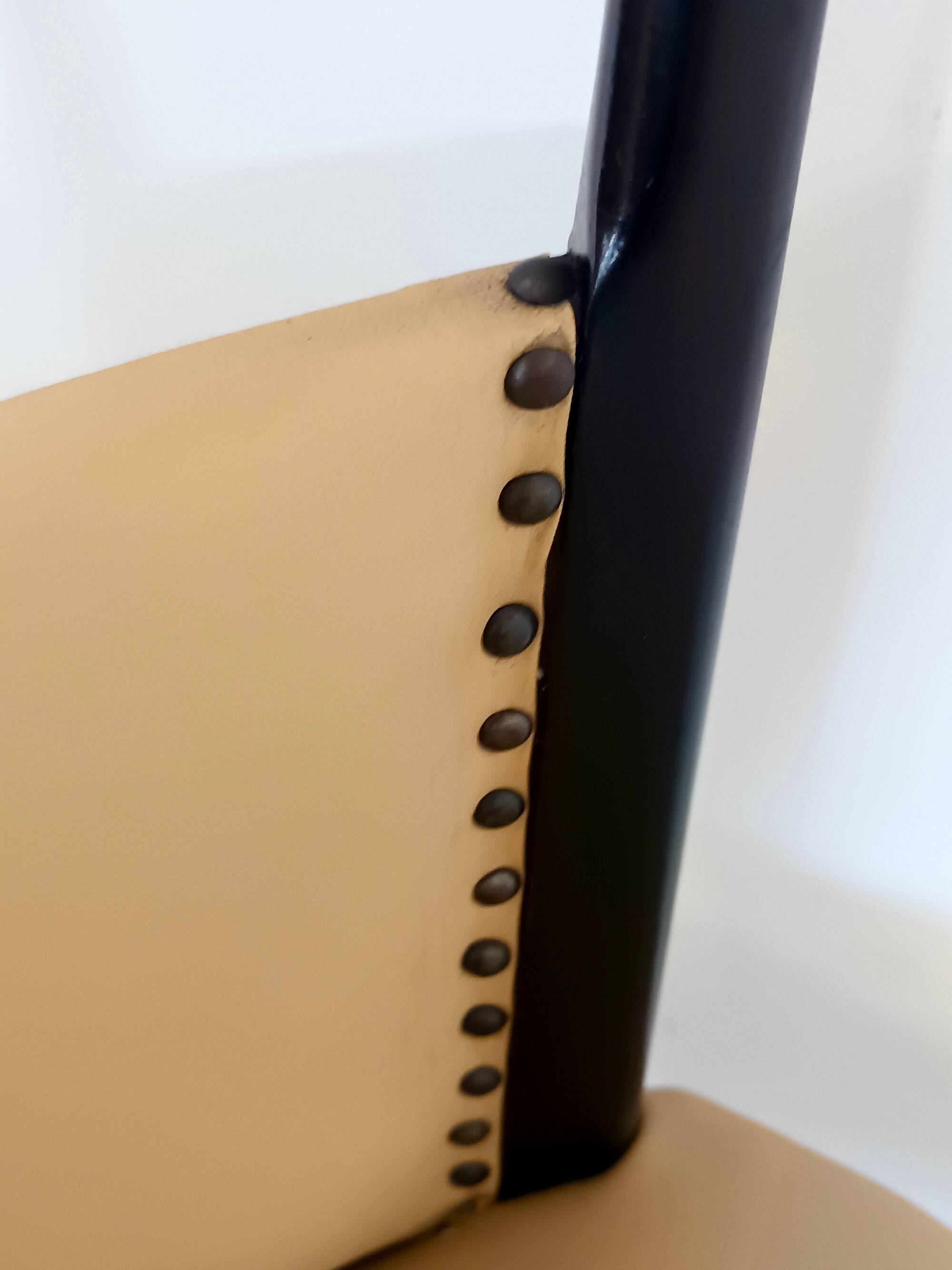 Set of Six Beige Skai Dining Chairs Ascr. to Melchiorre Bega, Italy