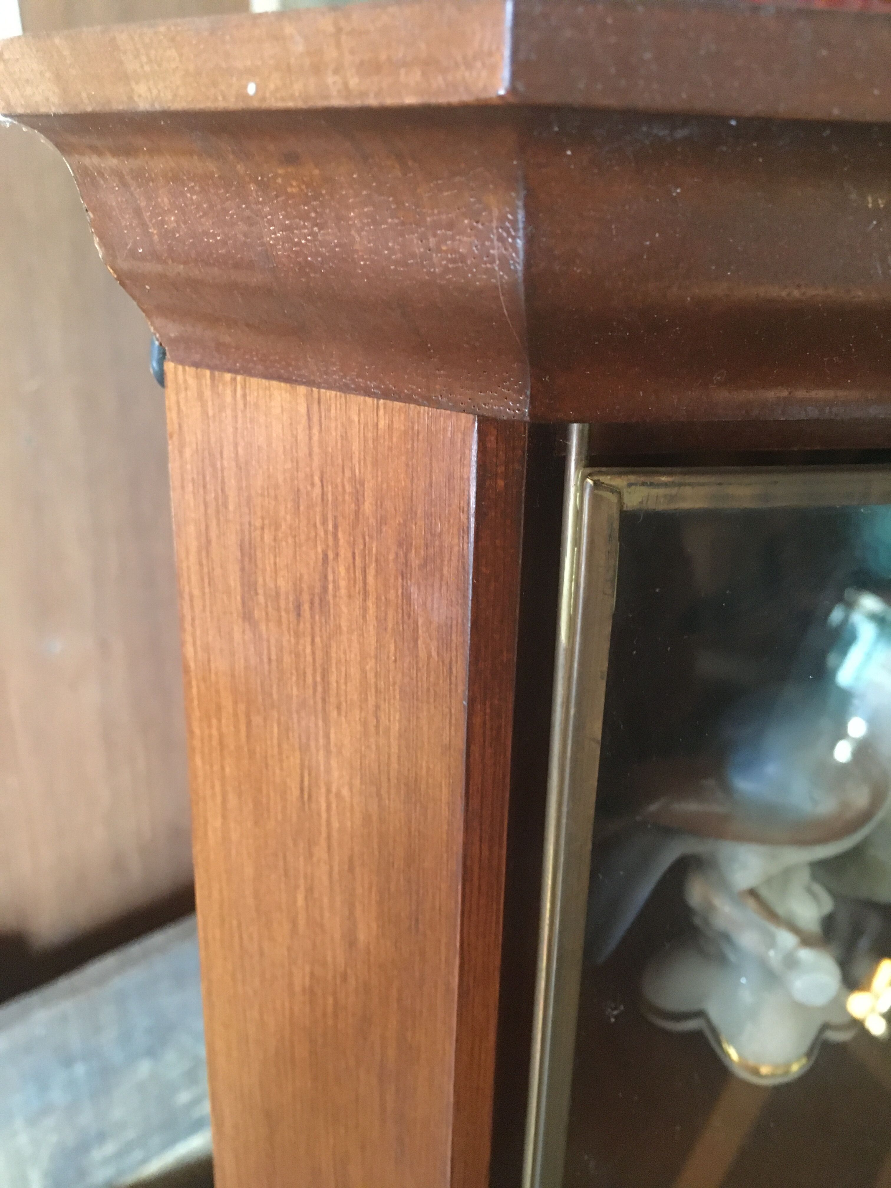 Wall display case for collection or other in wood, glass and brass