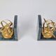 Nautical Brass & Marble Sundial Bookends, Set of 2