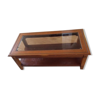 Table basse en bois et verre