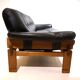 Brutalist 3 seater sofa leather and oak, 1960