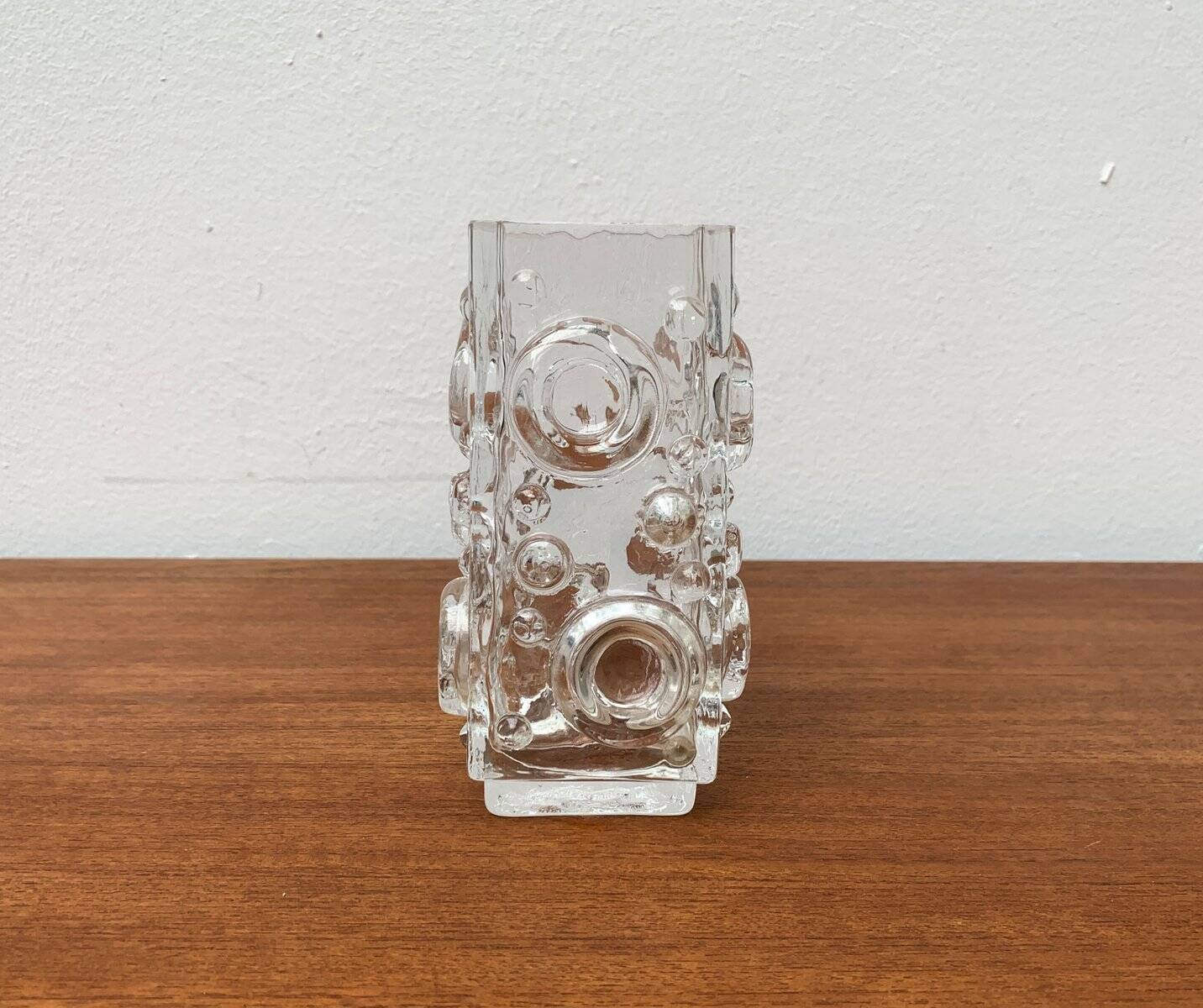 Brutalist Bubble Glass Vase by Josef Schott for Smalandshyttan, Mid-Century Swedish, 1960s