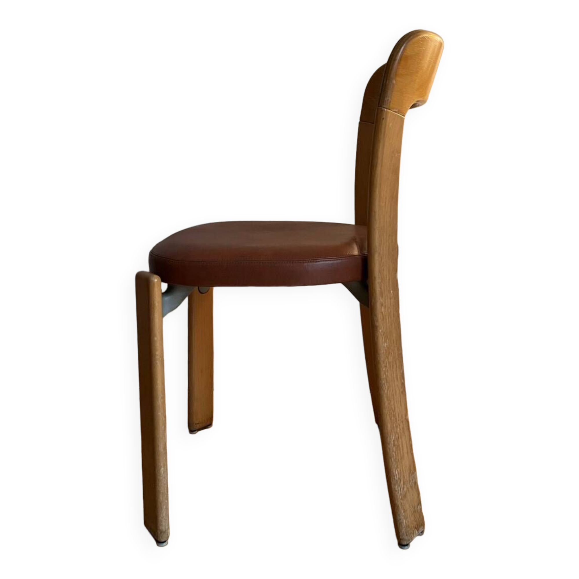 Chaise Bruno Rey en bois et cuir