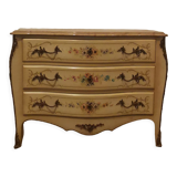 Chest of drawers painted flowers eggshell Italy XX