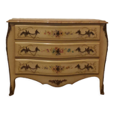 Chest of drawers painted flowers eggshell Italy XX