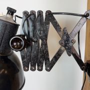 Industrial Black Enamel Scissor Wall Lamp, 1950s