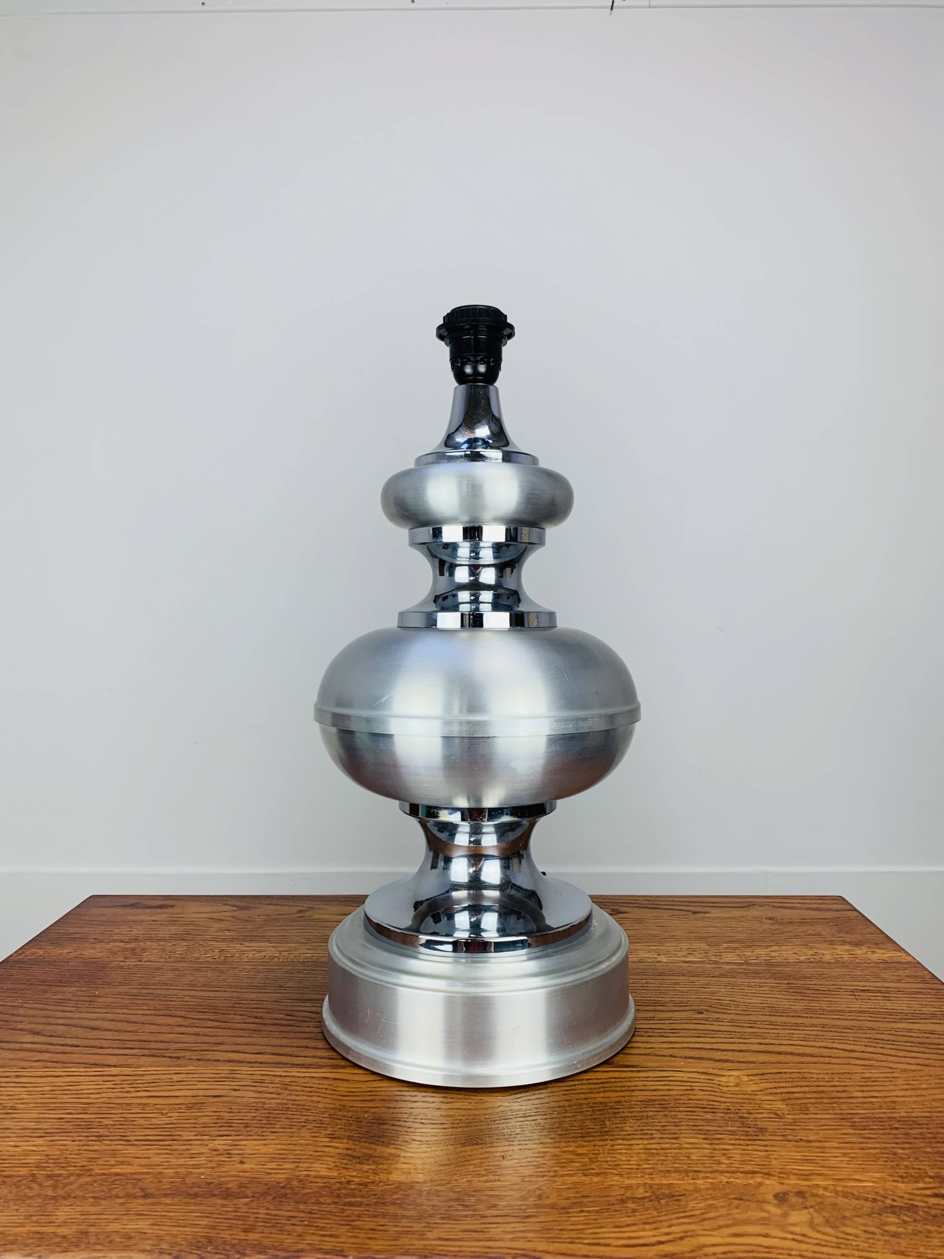 70s space age lamp, chrome and brushed aluminum