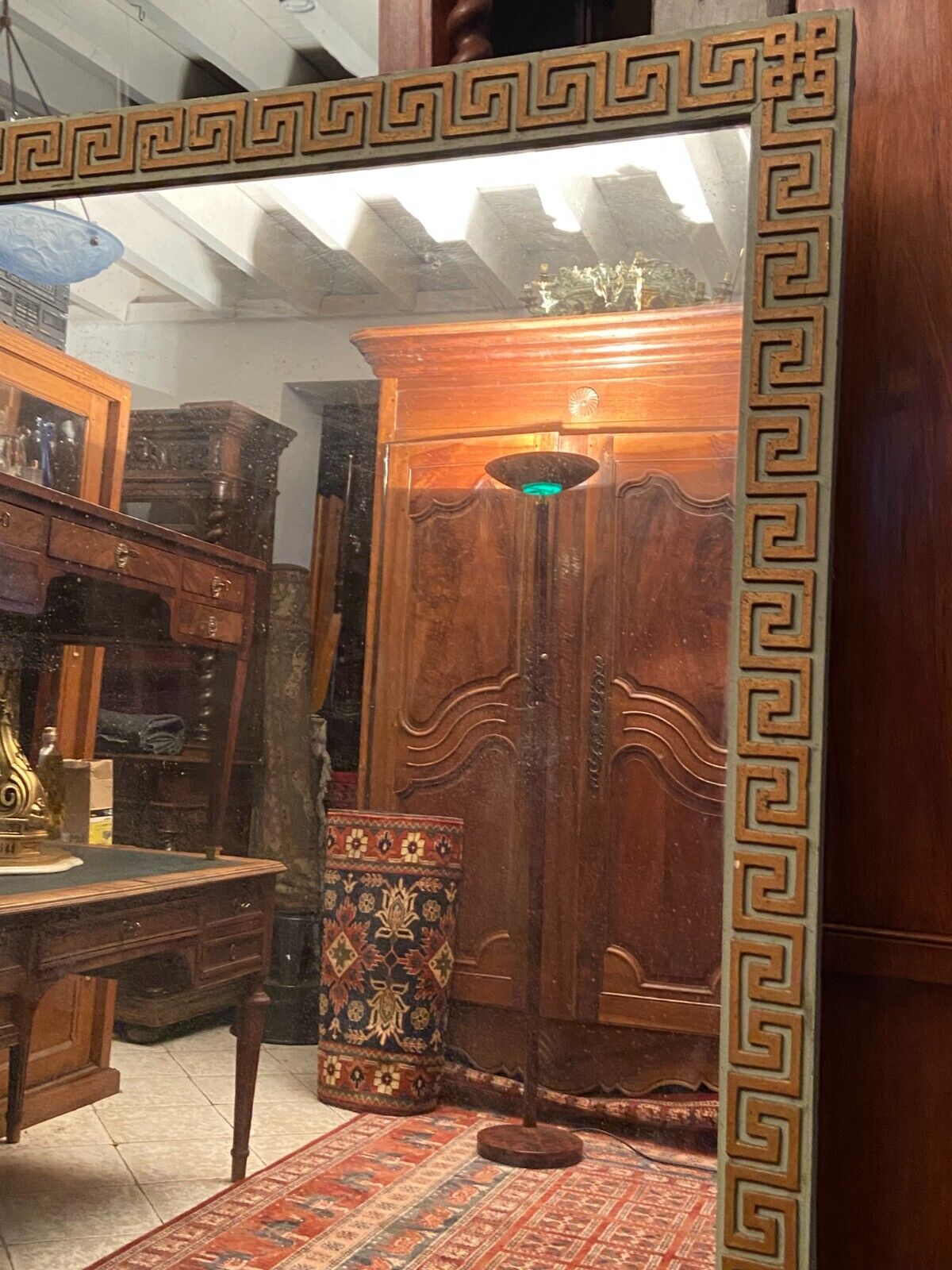 Woodwork mirror fireplace glass Greek frieze decor early 19th Empire 167 x 128.7 cm