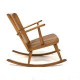 Brutalist pine rocking chair, Göran Malmvall, Svensk Fur, Sweden, 1960