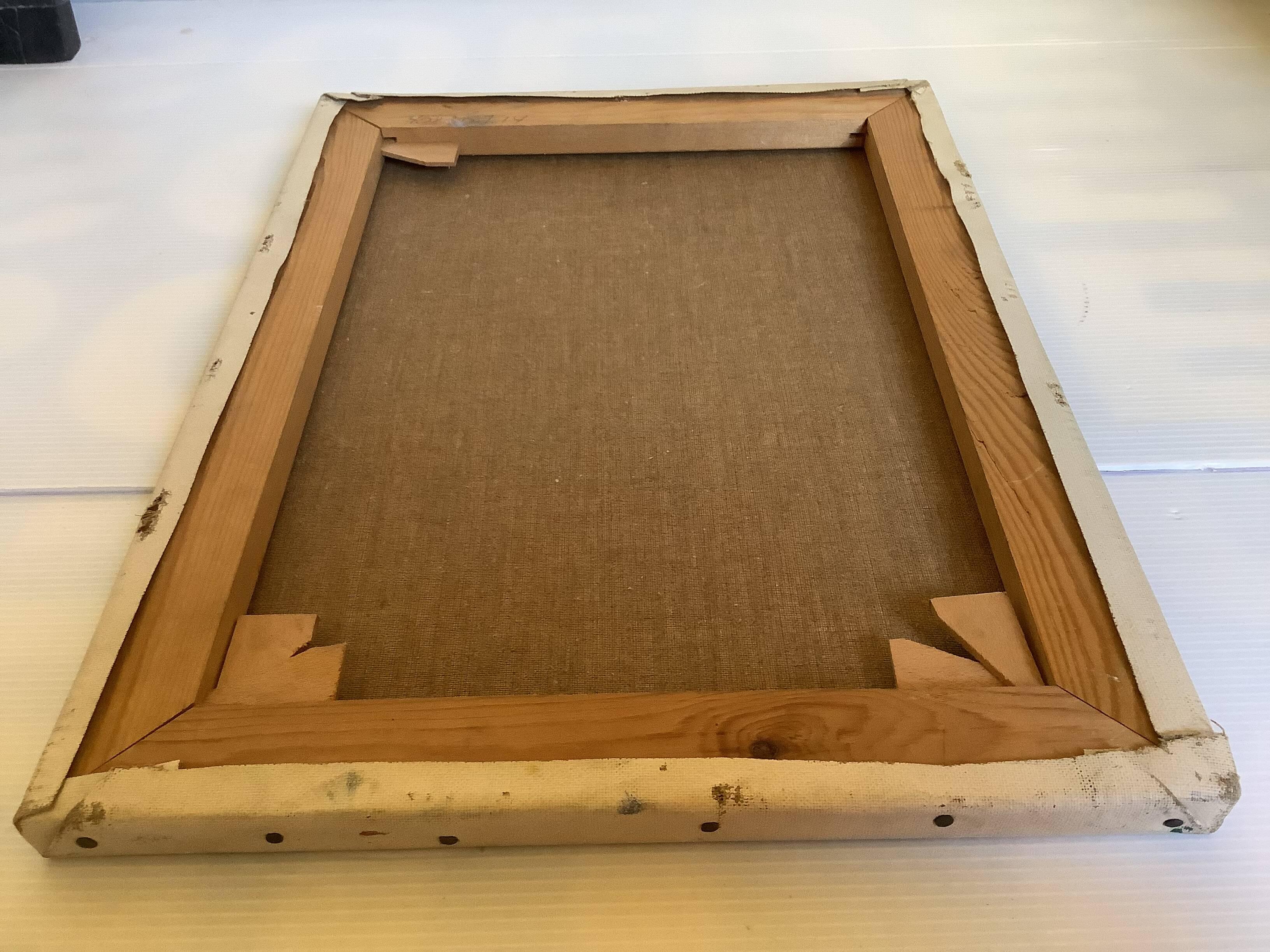 Painting of young girls in the garden, oil on canvas, signed