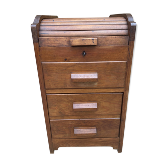 Meuble de métier bureau ,classeur rideau coulissant en bois