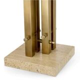 Pair of modern table lamps, vintage brass finish, travertine base.