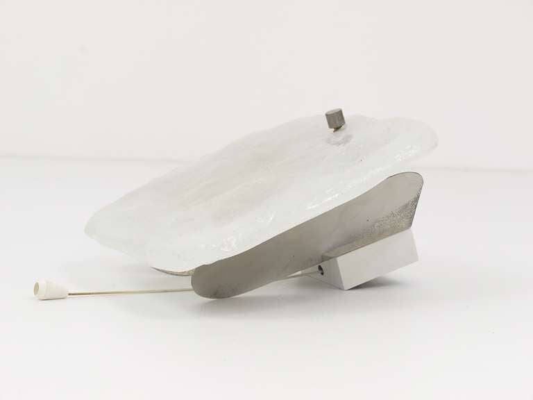 Midcentury wall sconce Kalmar in frosted ice glass, Austria, 1960s