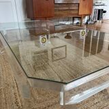 Table basse Athena en altuglas et verre David Lange, années 1970