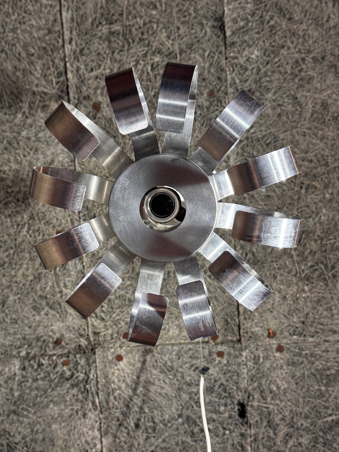 Brushed aluminum pendant light from the 1970s