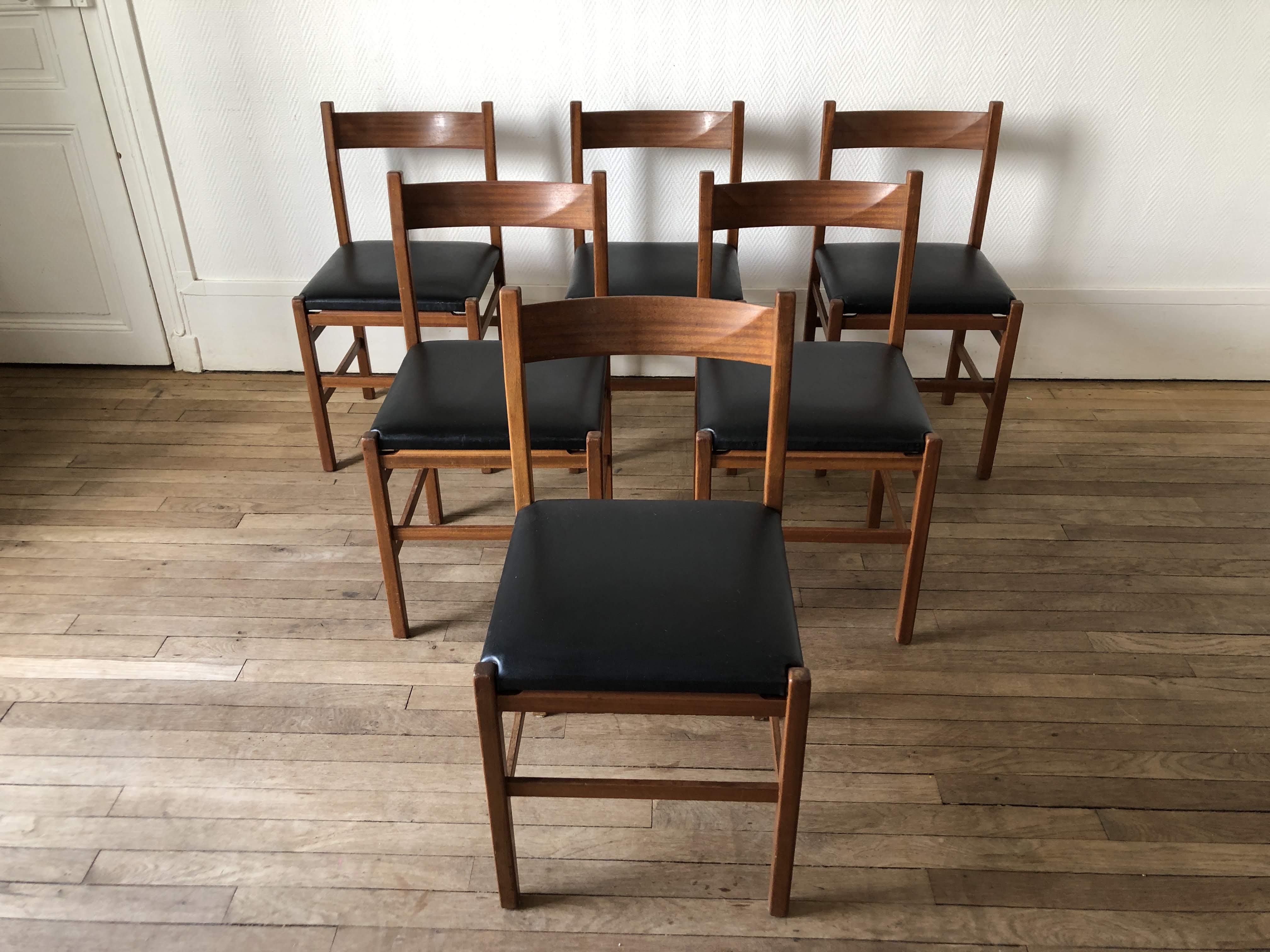 6 chaises scandinave années 60