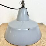 Industrial grey enamel factory pendant lamp, 1960s
