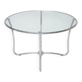 Bauhaus round glass coffee table, Czechoslovakia, 1930s–1940s