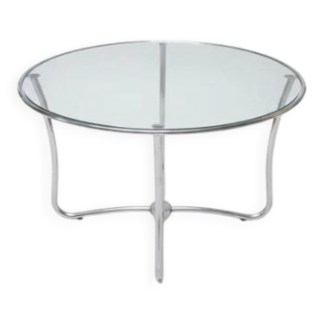 Bauhaus round glass coffee table, Czechoslovakia, 1930s–1940s