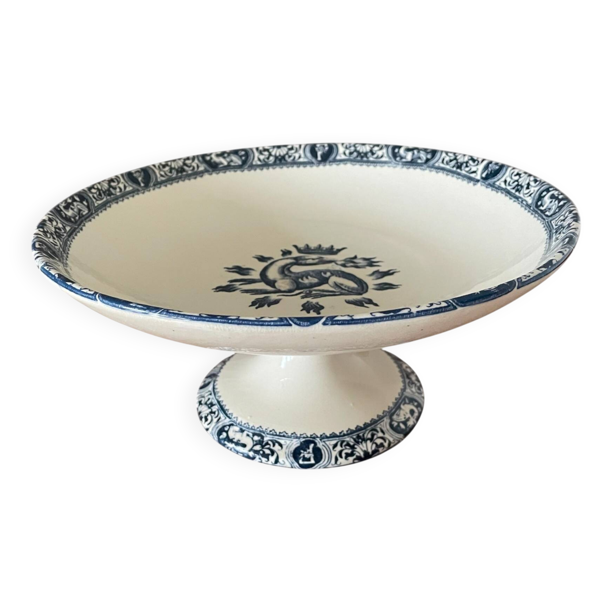 Antique compote dish in earthenware from Salins-lès-Bains (Jura)