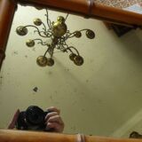 Miroir ancien en bois tourné style bambou H.47cm.