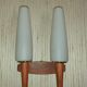 Pair of Scandinavian teak wall lamps with 2 burners 1960
