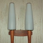 Pair of Scandinavian teak wall lamps with 2 burners 1960