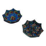 Duo of Longwy enamel saucers