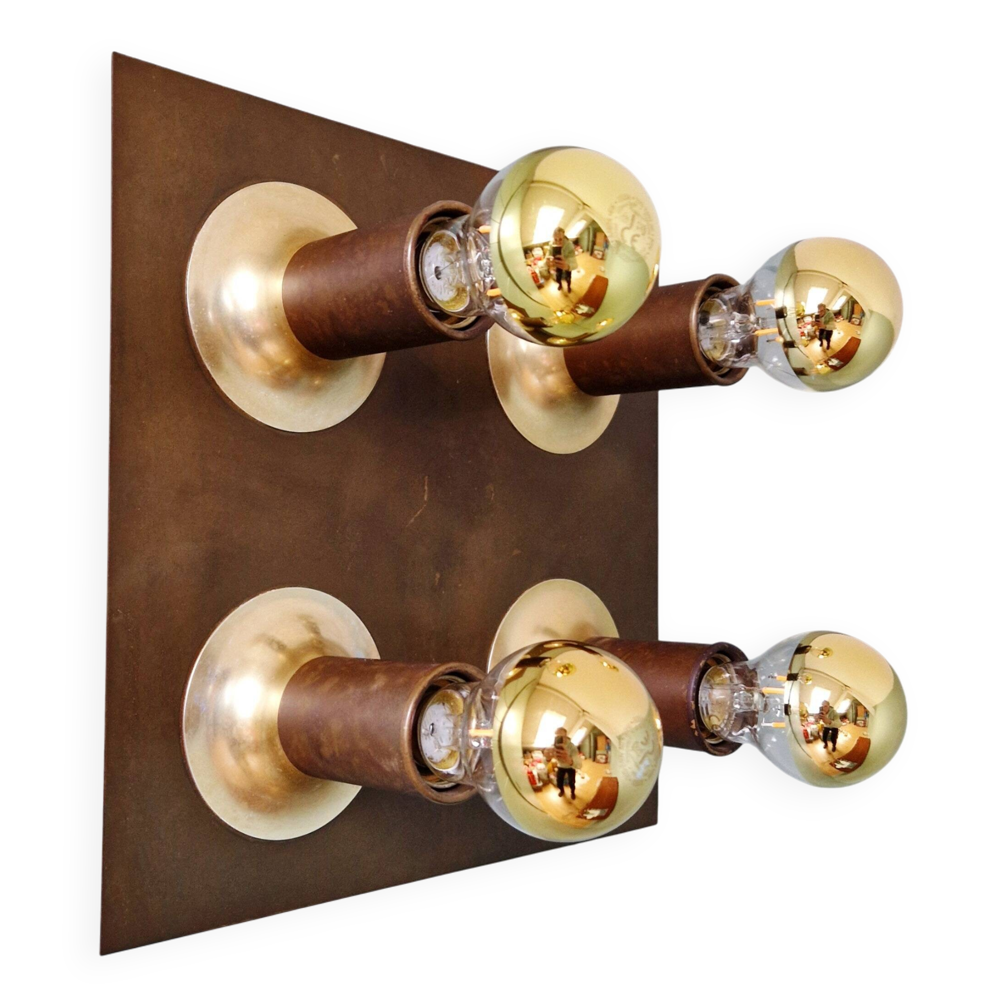 Space Age ceiling light/wall lamp in brass, Cosack Leuchten, 1970.