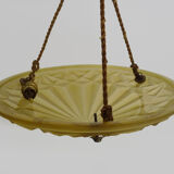 Ancien suspension vasque Art Déco 1 Feu, en pâte de verre jaune