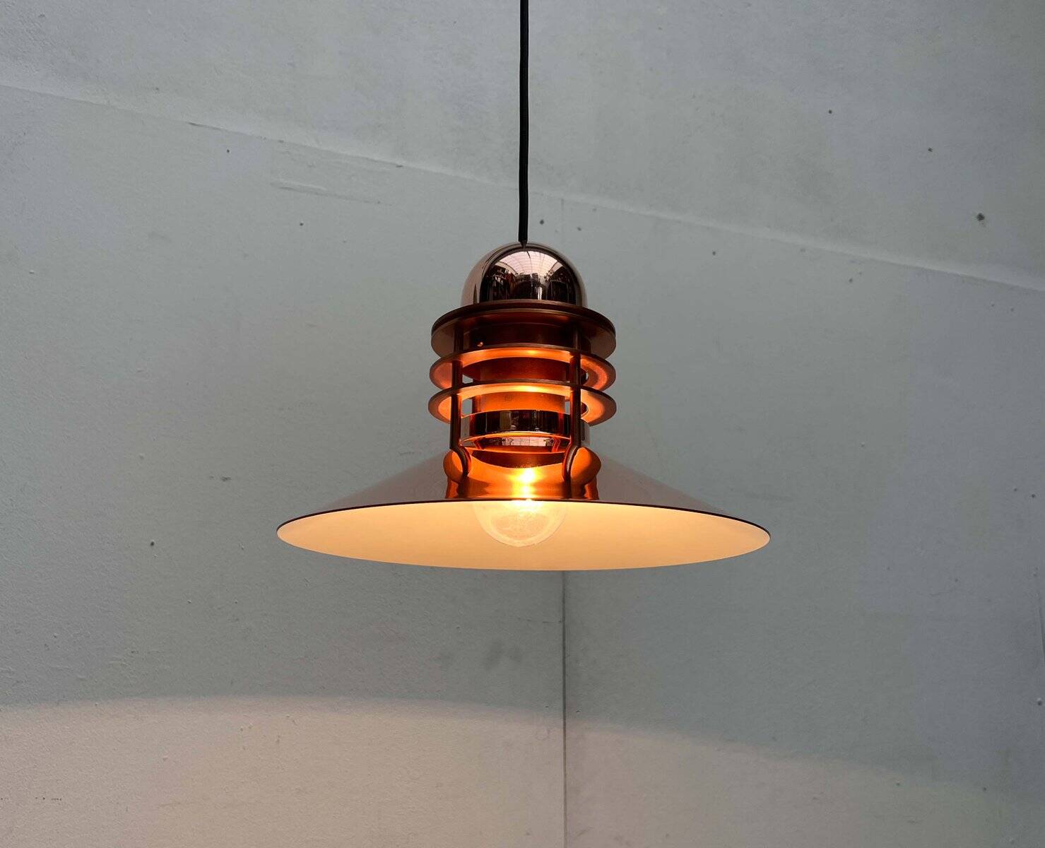Vintage Copper Pendant Lamp Nyhavn by Alfred Homann and Ole V. Kjær for Louis Poulsen, 1980s