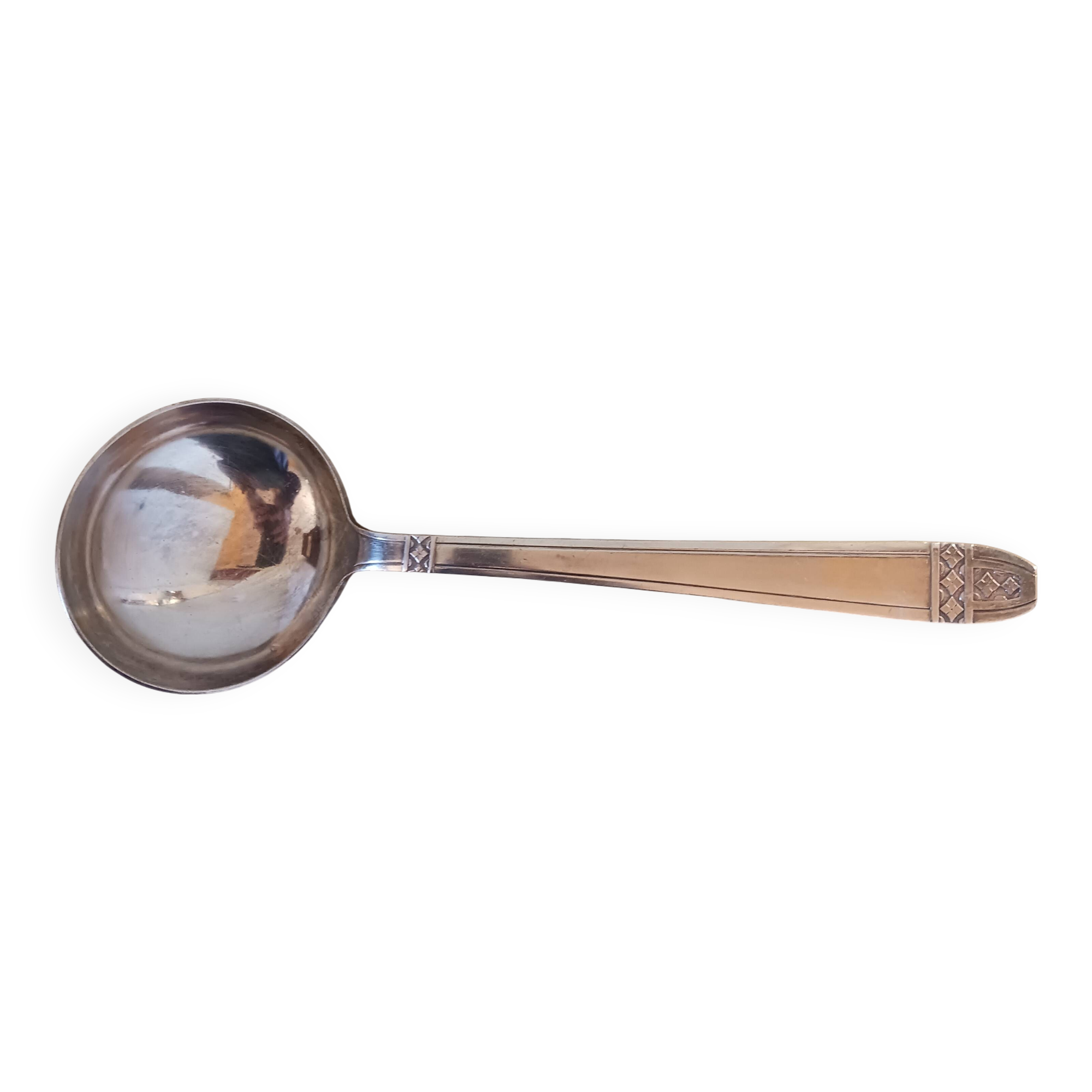 Silver-plated metal ladle, art deco motif.