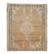 Vintage Turkish Hand-Knotted Wool Cotton Brown Area Rug 69x71