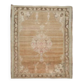 Tapis en laine et coton turc vintage noué à la main, marron, 69x71.