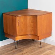Retro Teak 1960s G Plan Fresco Corner Unit Bar Drinks Cabinet On Hairpin Legs