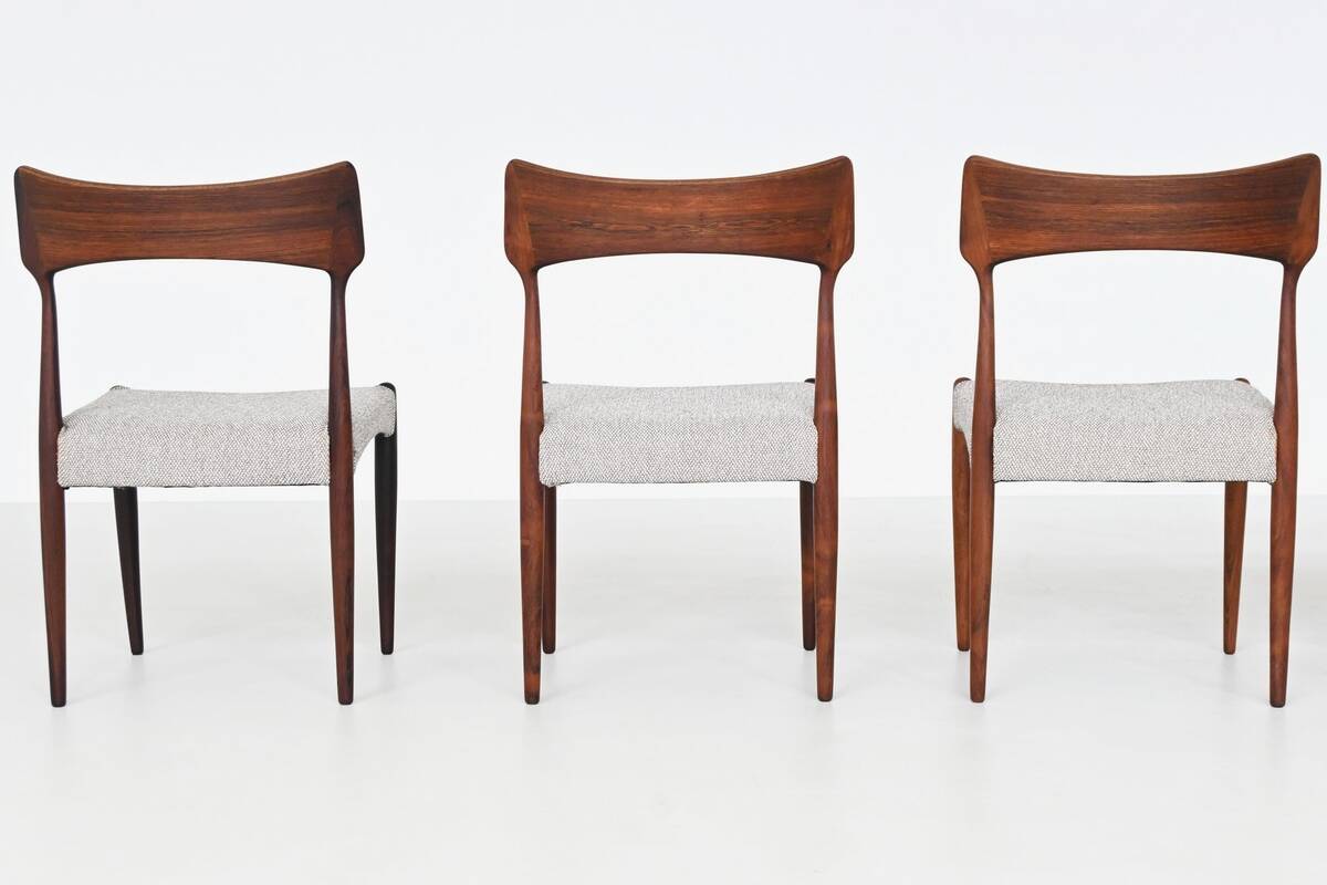 Bernhard Petersen dining chairs in rosewood by Christian Linnebergs, Denmark, 1960